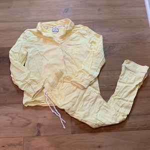 Petite plume EUC pajamas size S yellow and white stripe